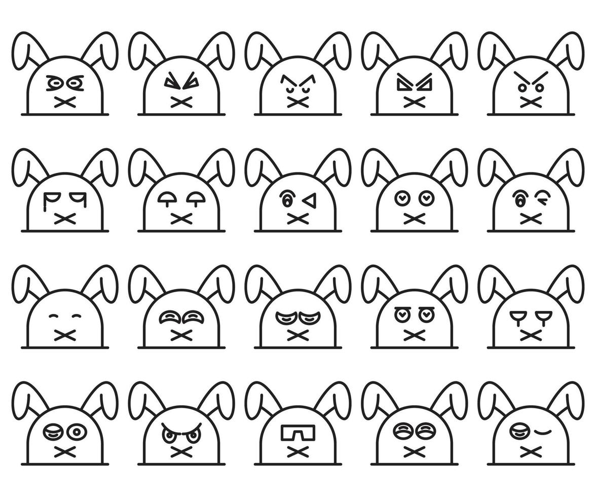 lustige kaninchen emoticons cartoons vektor