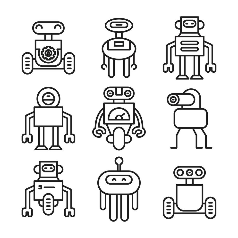 smart robot ikoner set vektor