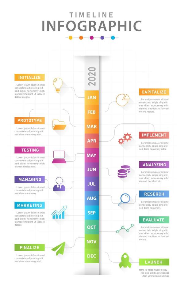 infographic mall för företag. modern tidslinjediagram kalender med grantt diagram, presentation vektor infographic.