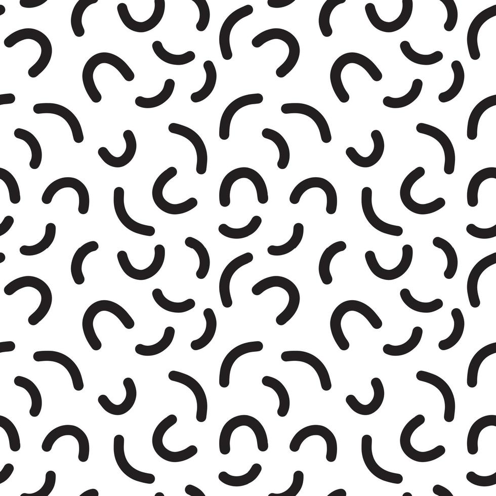 abstraktes Vektormuster im Memphis-Stil. trendiger geometrischer nahtloser hintergrund in schwarz und weiß. vektor