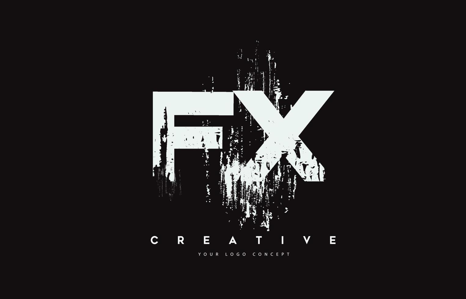 fx fx grunge borste brev logotyp design i vita färger vektorillustration. vektor