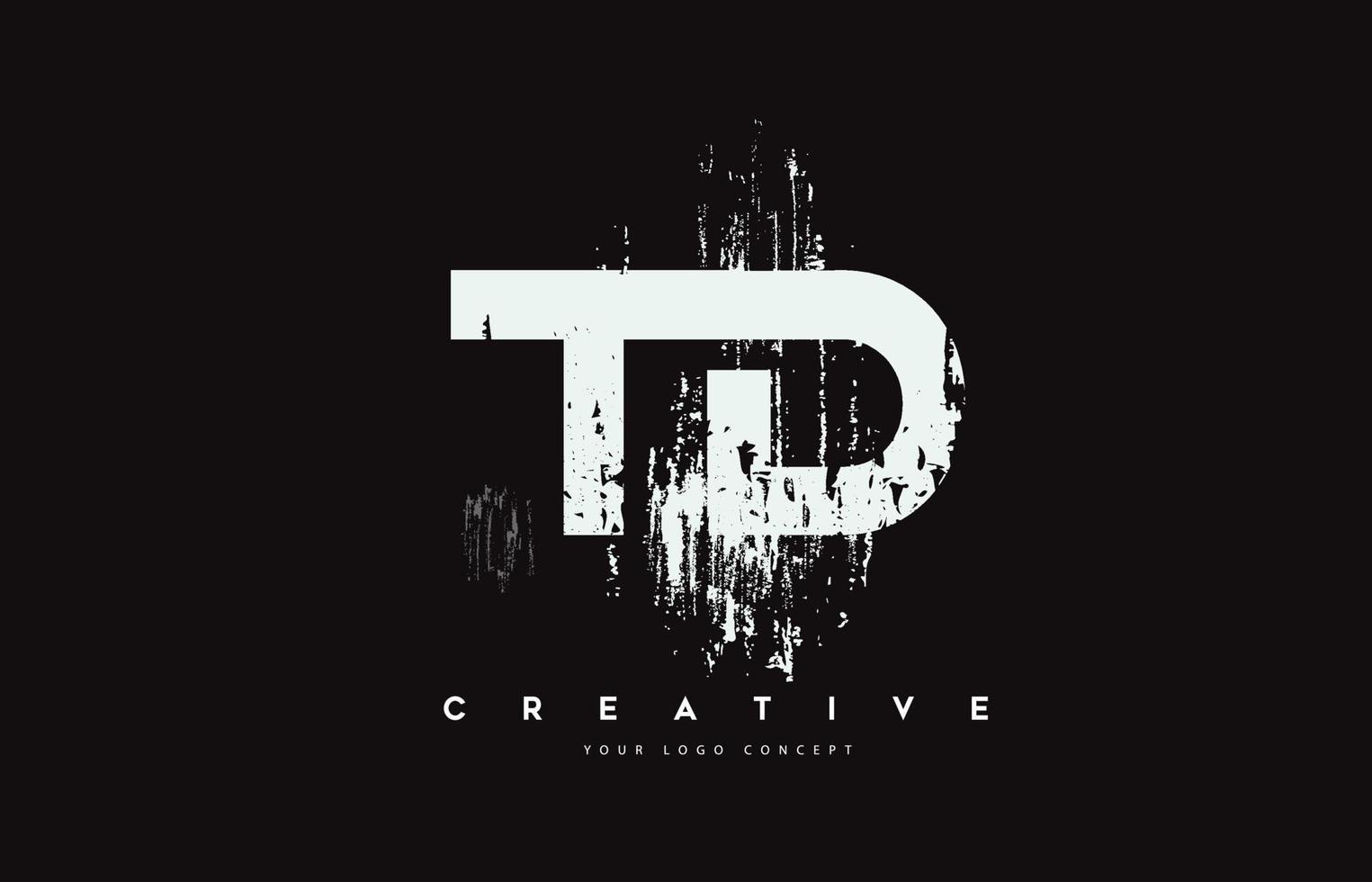 td td-Grunge-Pinsel-Buchstaben-Logo-Design in weißer Farbvektorillustration. vektor
