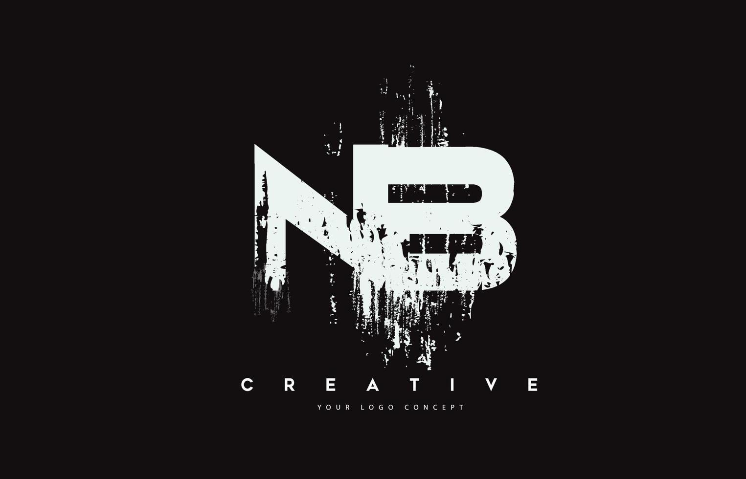 nb nb Grunge-Pinsel-Buchstaben-Logo-Design in weißen Farben Vektor-Illustration. vektor