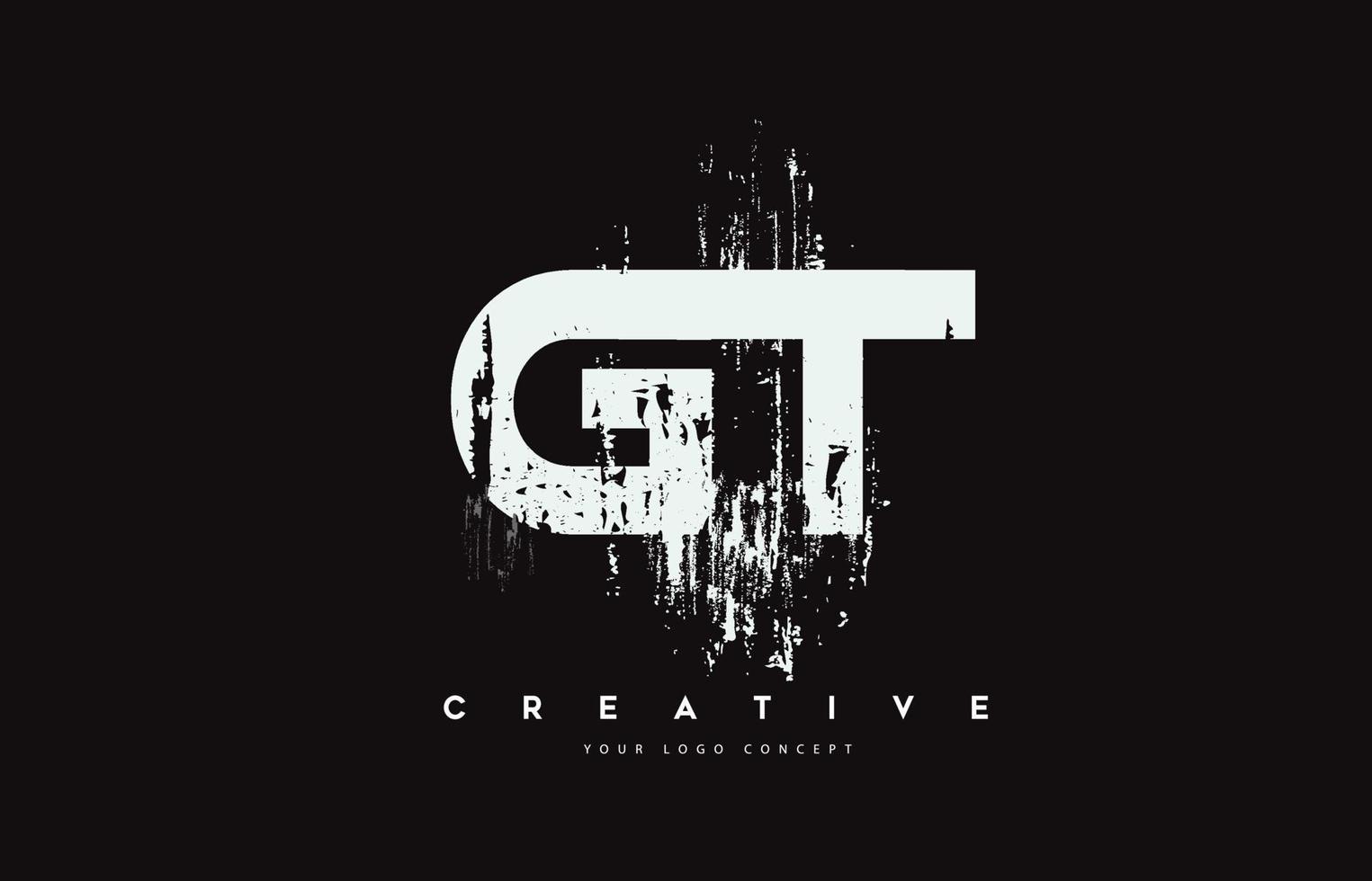 gt gt-Grunge-Pinsel-Buchstaben-Logo-Design in weißer Farbvektorillustration. vektor