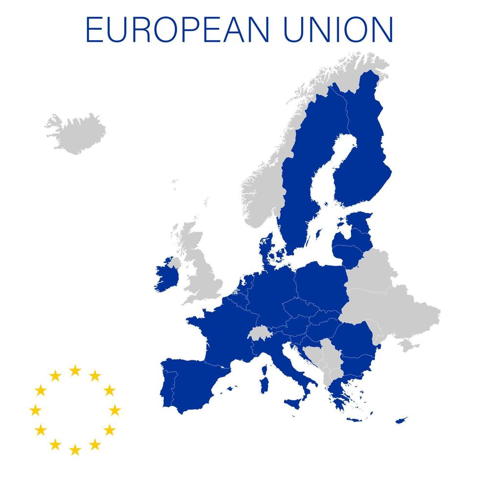 Europeiska unionen på den politiska kartan över Europa 2022 vektor