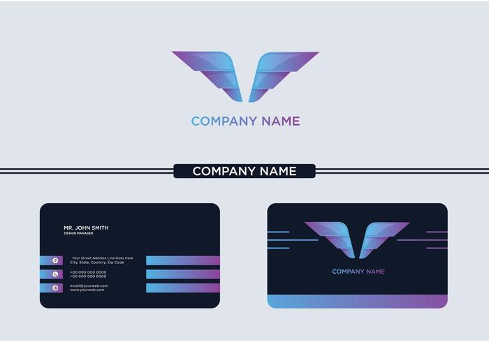 Creative Wings logo och visitkort vektor