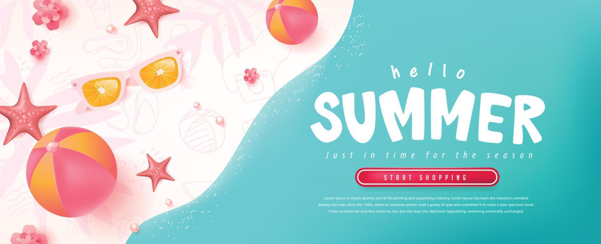 bunte sommerschlussverkauf strand vibes hintergrundlayout banner vektor