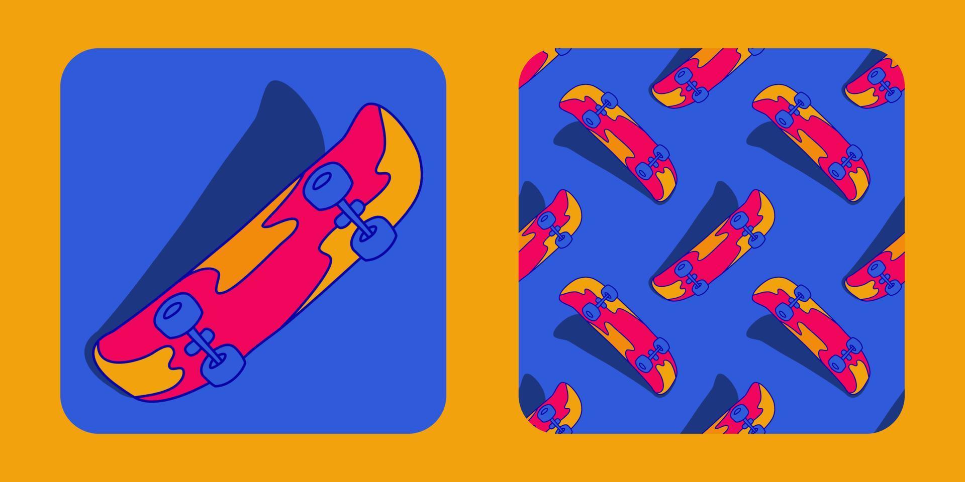 illustration av skateboard med designmönster. kan användas för klistermärken, designkomposition, tryck på kläder, etc. vektor