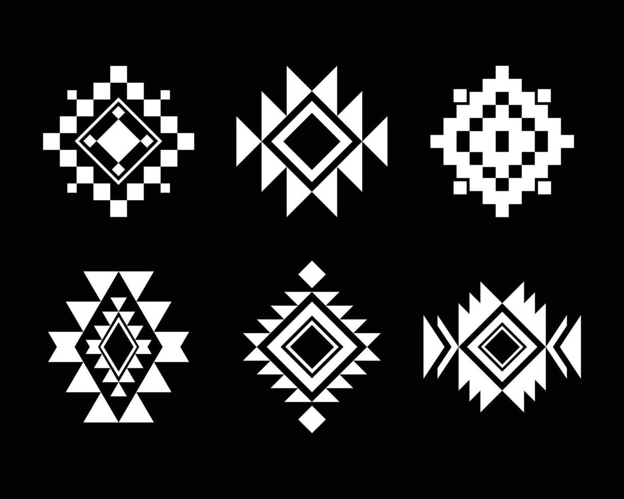 uppsättning tribal dekorativa element. etniskt mönster för textildesign. Aztekisk geometrisk prydnad. vektor