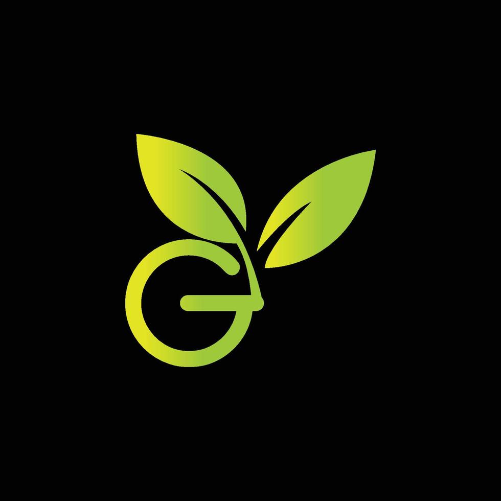 grön trädgård g bokstav logotyp design vektor