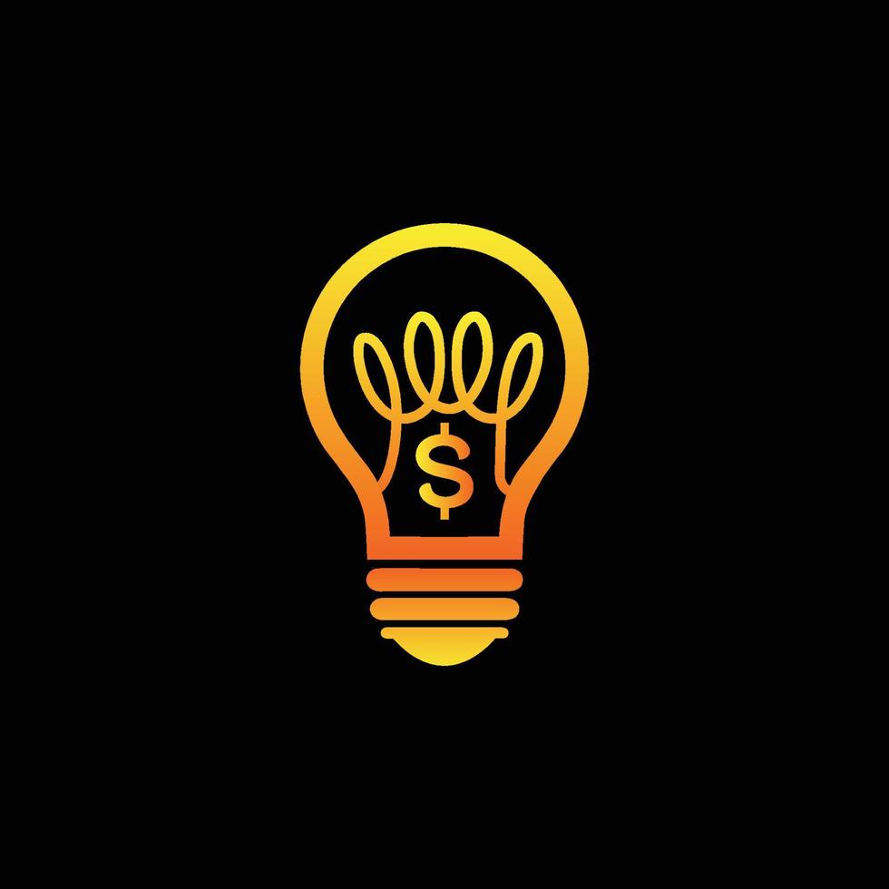 kreativ abstrakt färgglad glödlampa elektrisk lampa med dollar logotyp design vektor