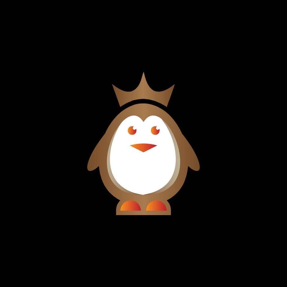 kreativa färgglada queen penguin logotyp design vektor