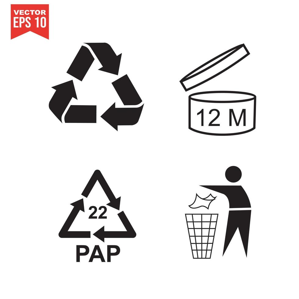 Müllsymbole und Recyclingzeichen vektor