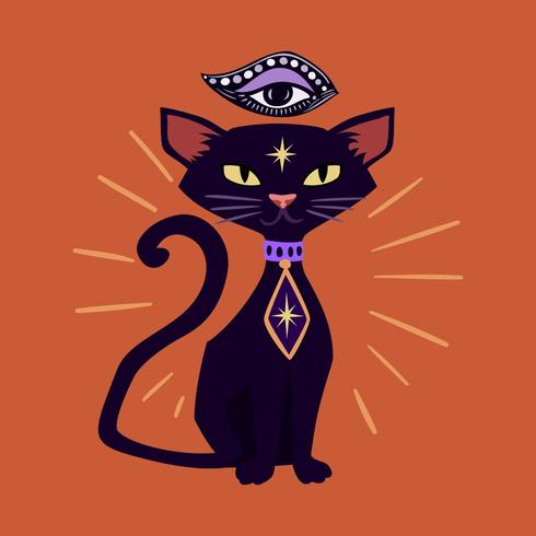 Tredje öga svart katt vektor