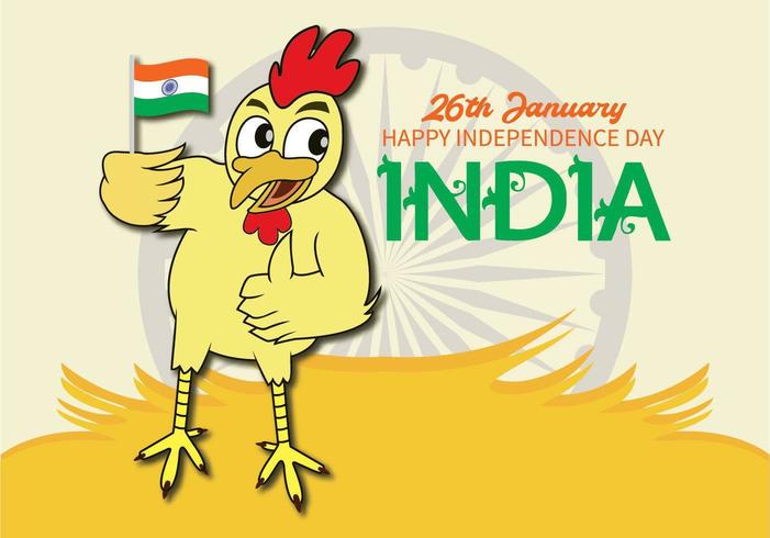 Kyckling som rymmer den indiska självständighetsdagen flaggan vektor