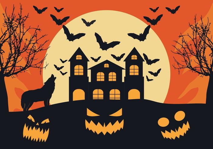 Halloween hus med en läskig bakgrund vektor