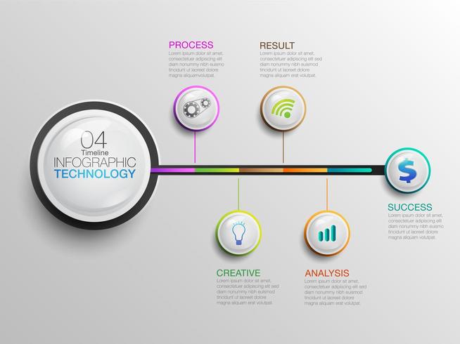Infografik Business Technology Icons Zeitleiste vektor