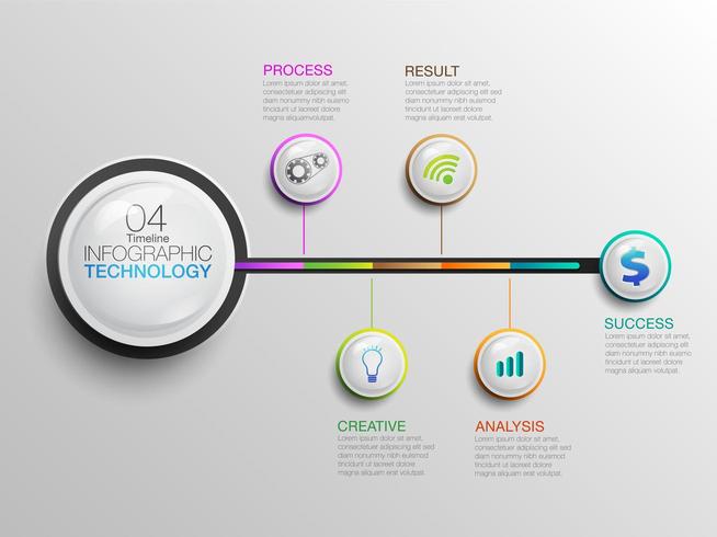 infographic Business Technology Icons Tidslinje vektor