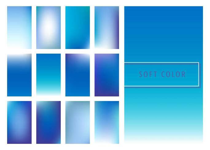 Satz weicher blauer Farbsteigungshintergrund vektor