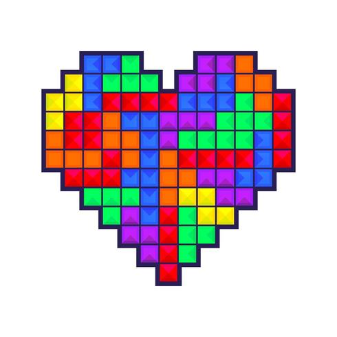 Mosaik hjärta färgad vektor