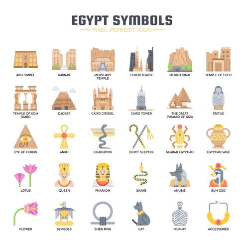 Ägypten-Symbole, dünne Linie und Pixel-perfekte Ikonen vektor