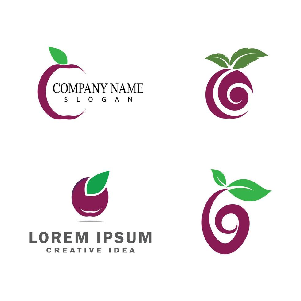 plommon logo vektor ikon formgivningsmall