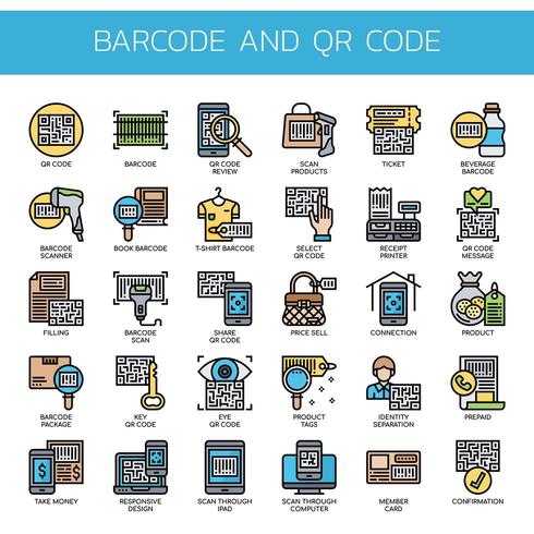 Barcode und QR-Code, dünne Linie und Pixel Perfect Icons vektor