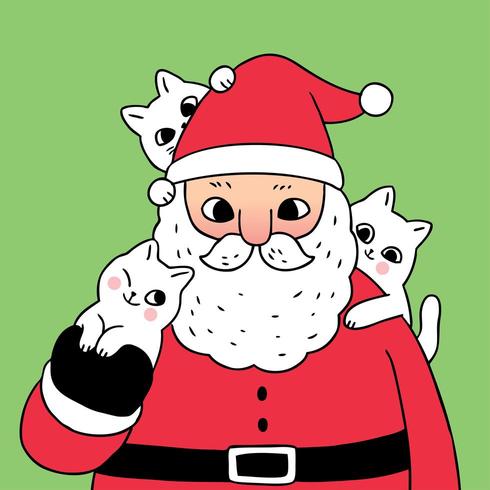 Cartoon cute Christmas Santa Claus und Katzen vektor