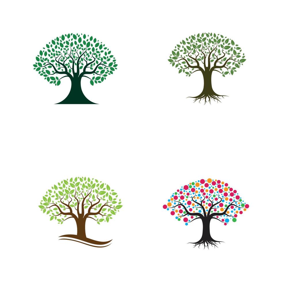 uppsättning träd logotyp mall vektor ikon