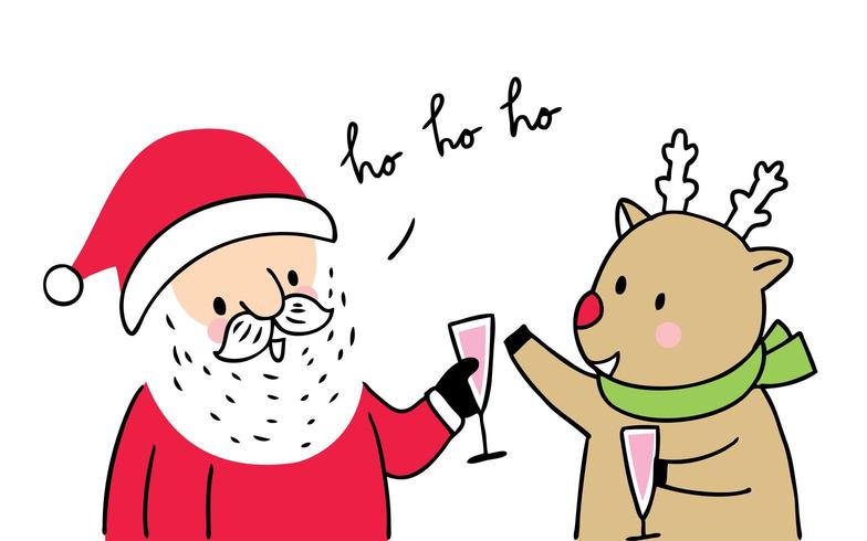 Cartoon niedlichen Weihnachtsmann und Rentier vektor