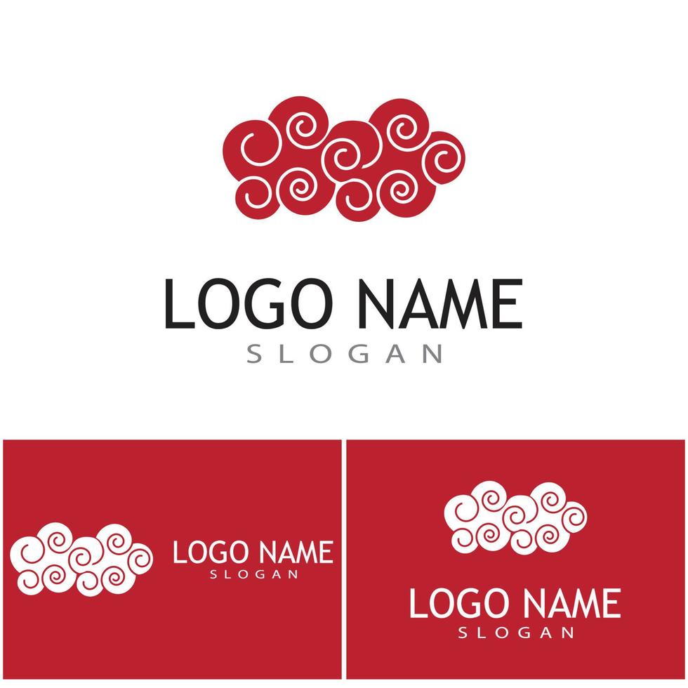 kinesiska moln logotyp mall vektor symbol design