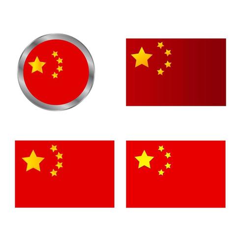 China-Flaggen auf einem weißen Hintergrund vektor