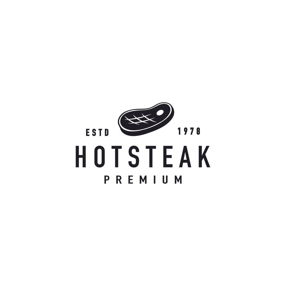 Vintage Hot Fire Steak Hipster Logo Vektor Design Inspiration