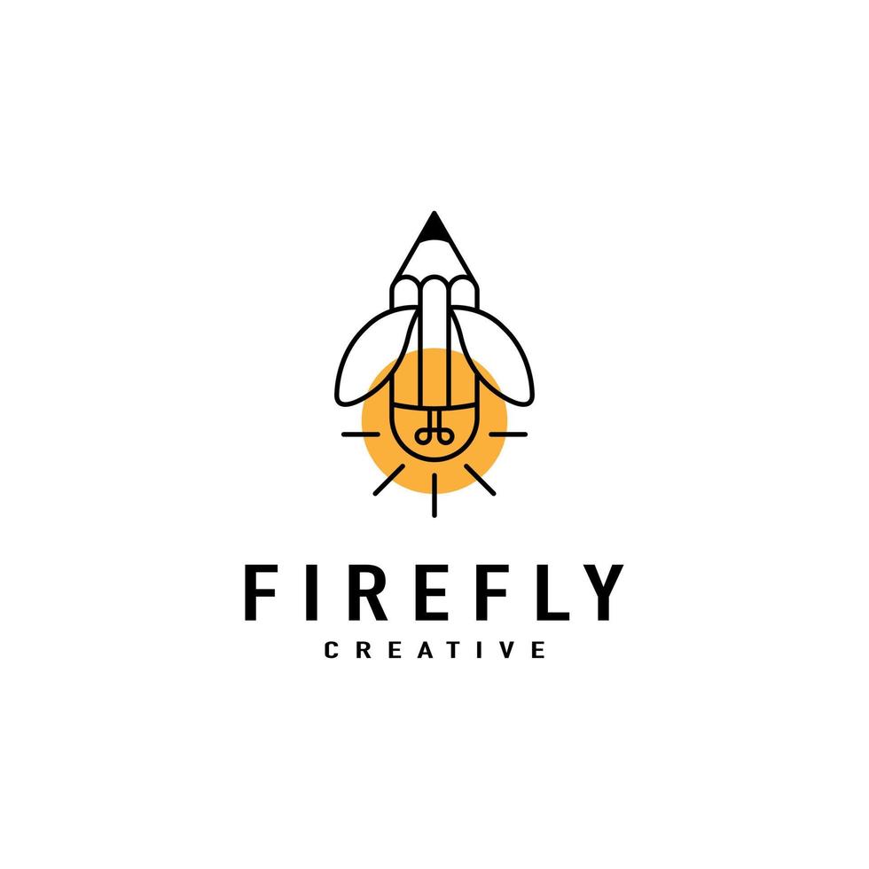 kreativ eldfluga med penna logotyp vektor design inspiration