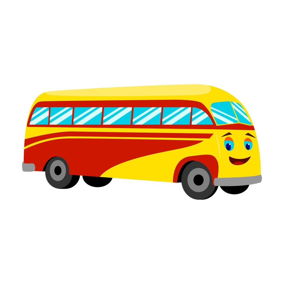 tecknad gul buss med ögon. stadstransporter. vektor