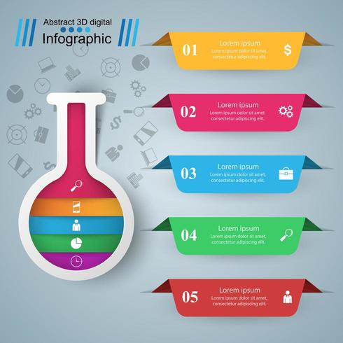 Provrör - infographic affär. Fem färgämnen vektor