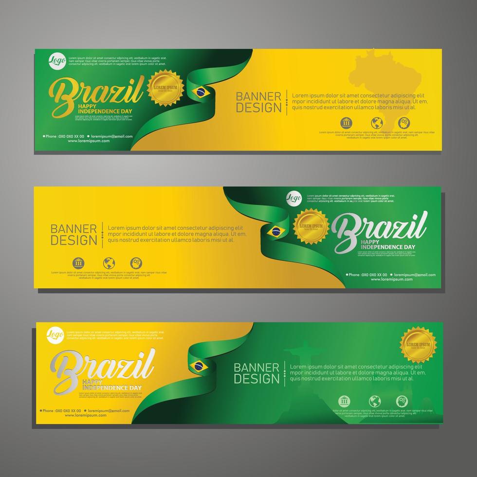 set banner design vorlage unabhängigkeitstag brasilien modernen hintergrund vektor