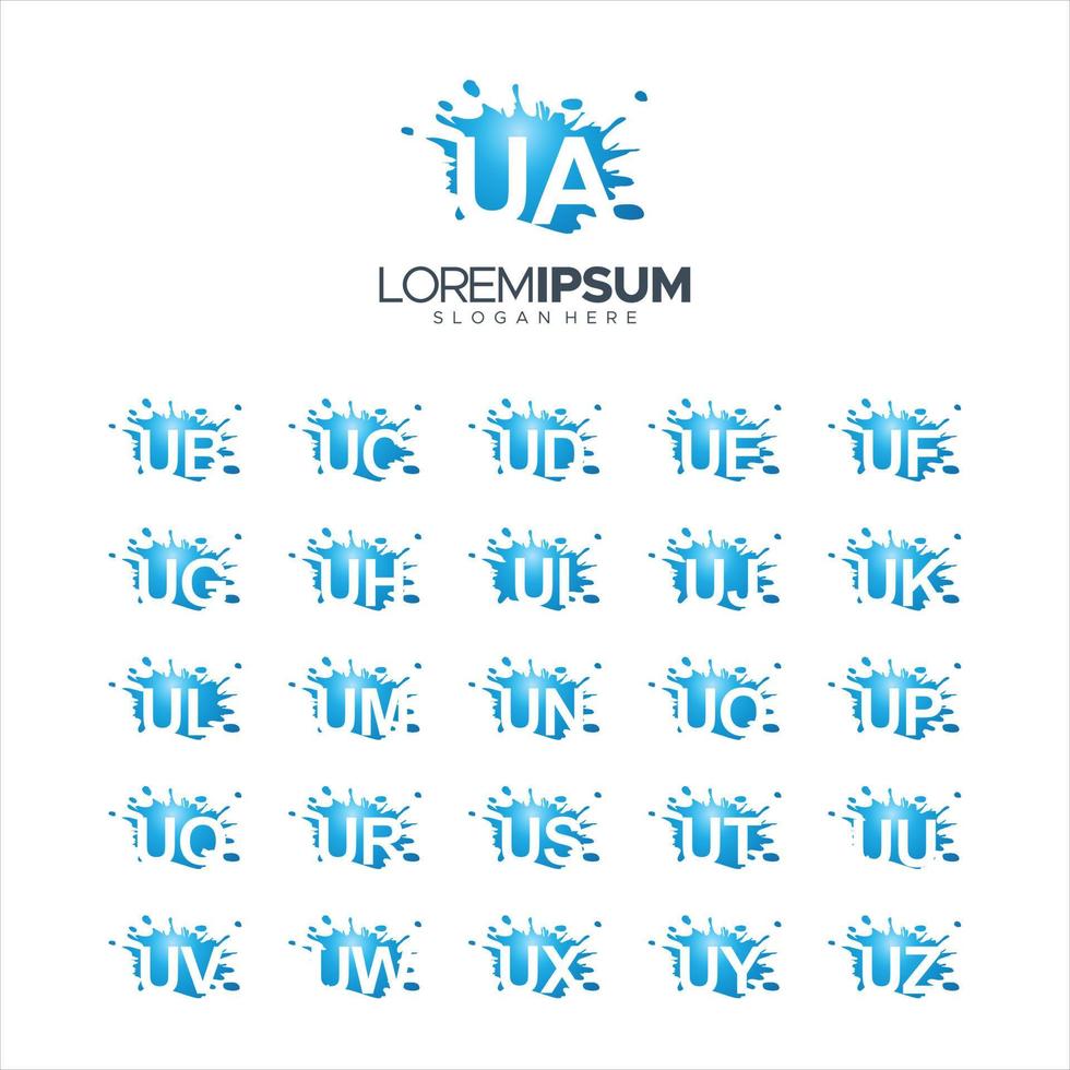 Spritzpinsel-Vektorbuchstabe ua - uz-Logo-Vektorillustration 10 eps vektor