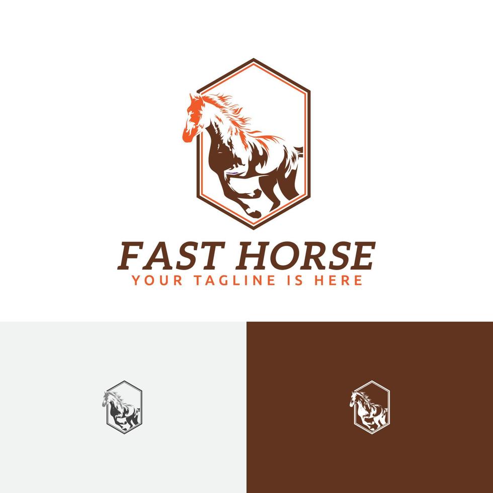 Retro-Logo-Vorlage für Pferde im Hexagon-Gravurstil für Pferde vektor