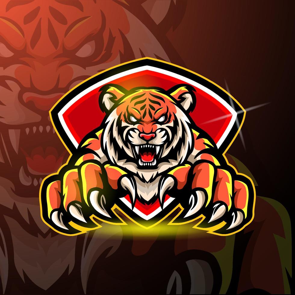 tigermaskot. esport-logotypdesign vektor