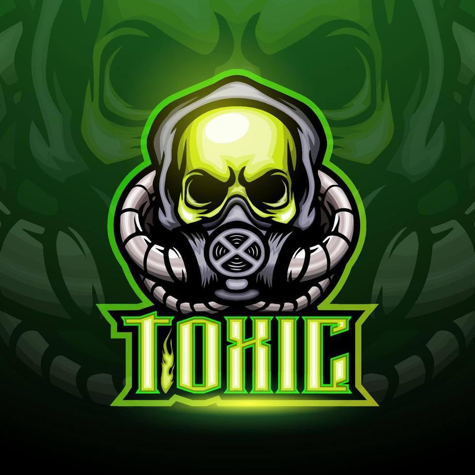 toxic skull maskot esport logo design vektor
