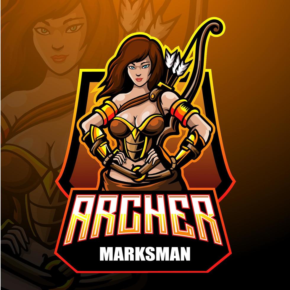 Archer esport logotyp maskot design. vektor