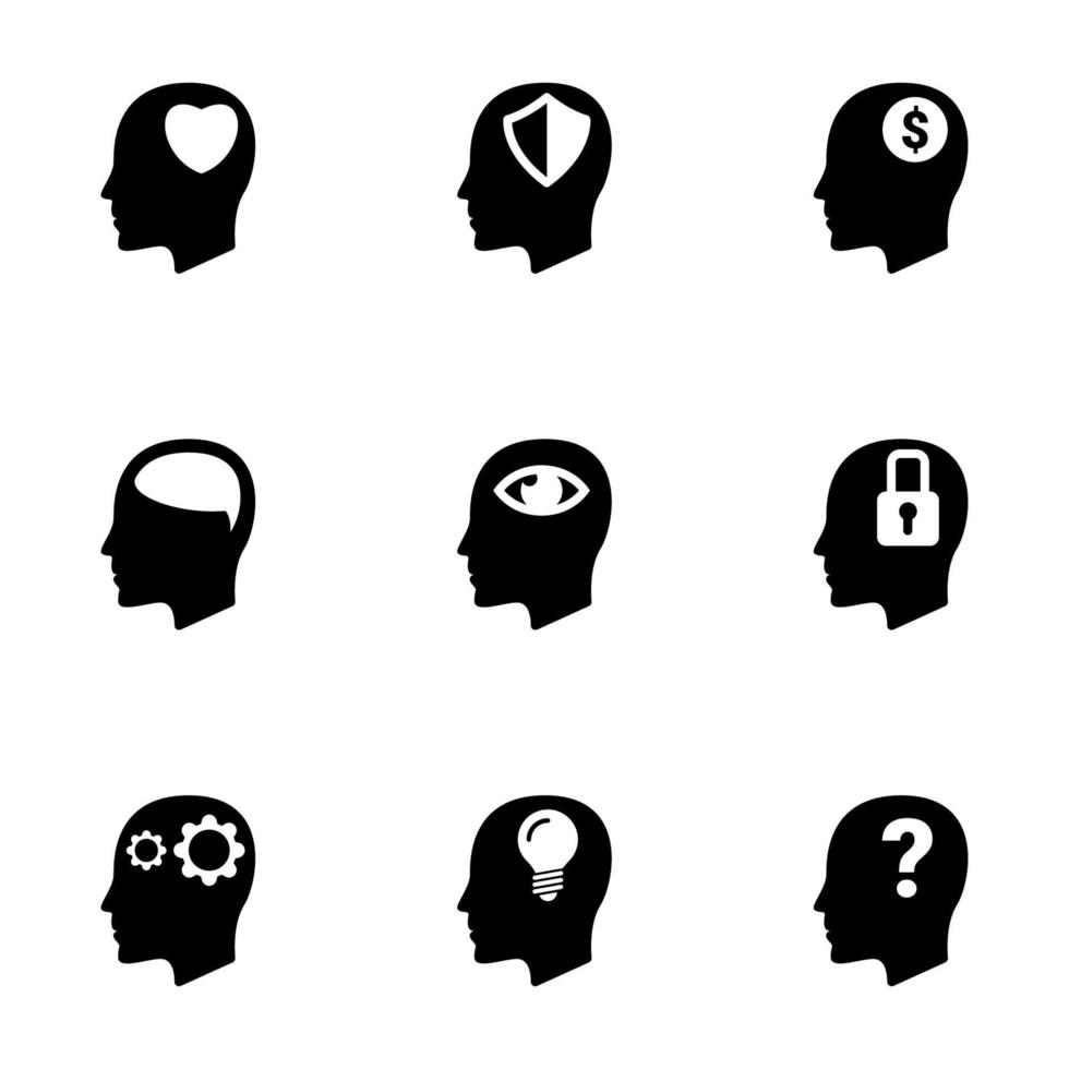 uppsättning enkla ikoner på ett tema man, sinne, tanke, yrke, tanke, mental, vektor, set. vit bakgrund vektor