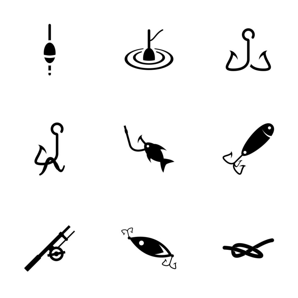 ikoner för tema fiske, vektor, ikon, set. vit bakgrund vektor