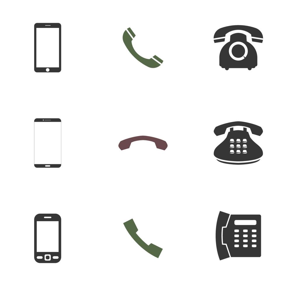 Telefonsymbole auf weißem Hintergrund vektor