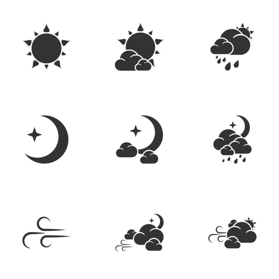 Symbole für das Thema Wetter. weißer Hintergrund vektor