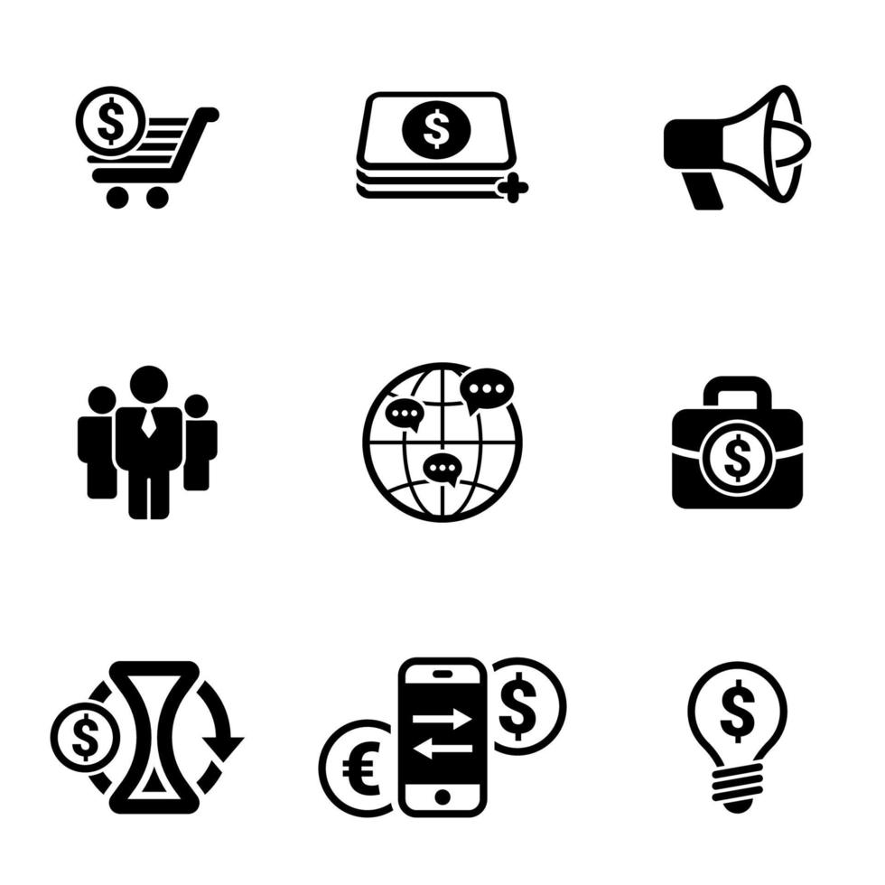 uppsättning enkla ikoner på ett tema företag, marknadsföring, finans, reklam, vektor, set. vit bakgrund vektor