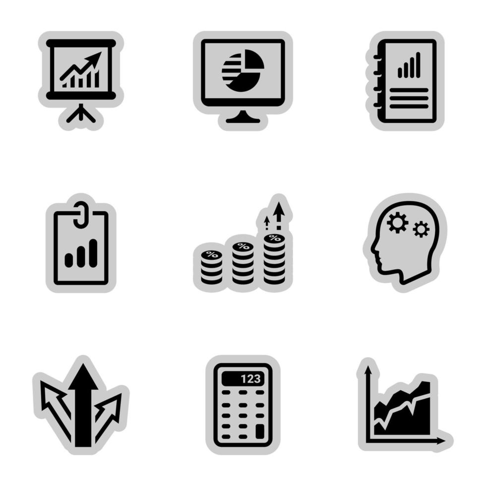 Symbole für Themengeschäft, Vektor, Symbol, Set. weißer Hintergrund vektor