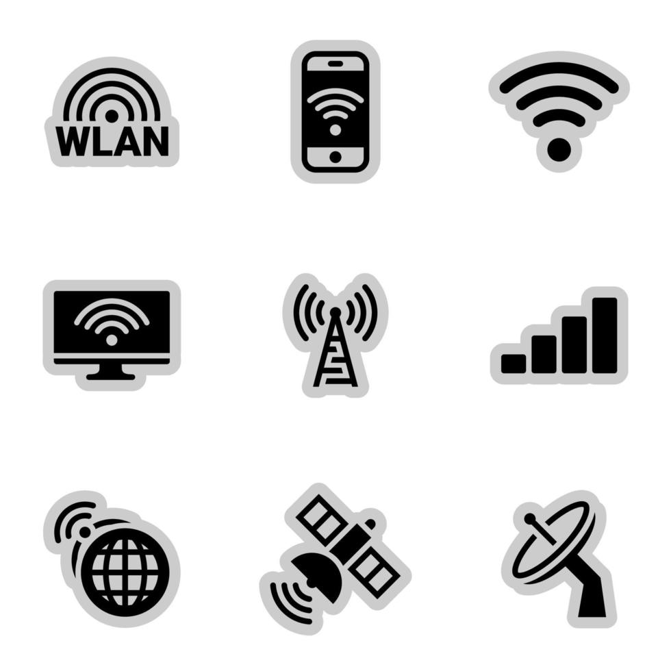 symbole für thema drahtloses netzwerk, vektor, symbol, satz. weißer Hintergrund vektor