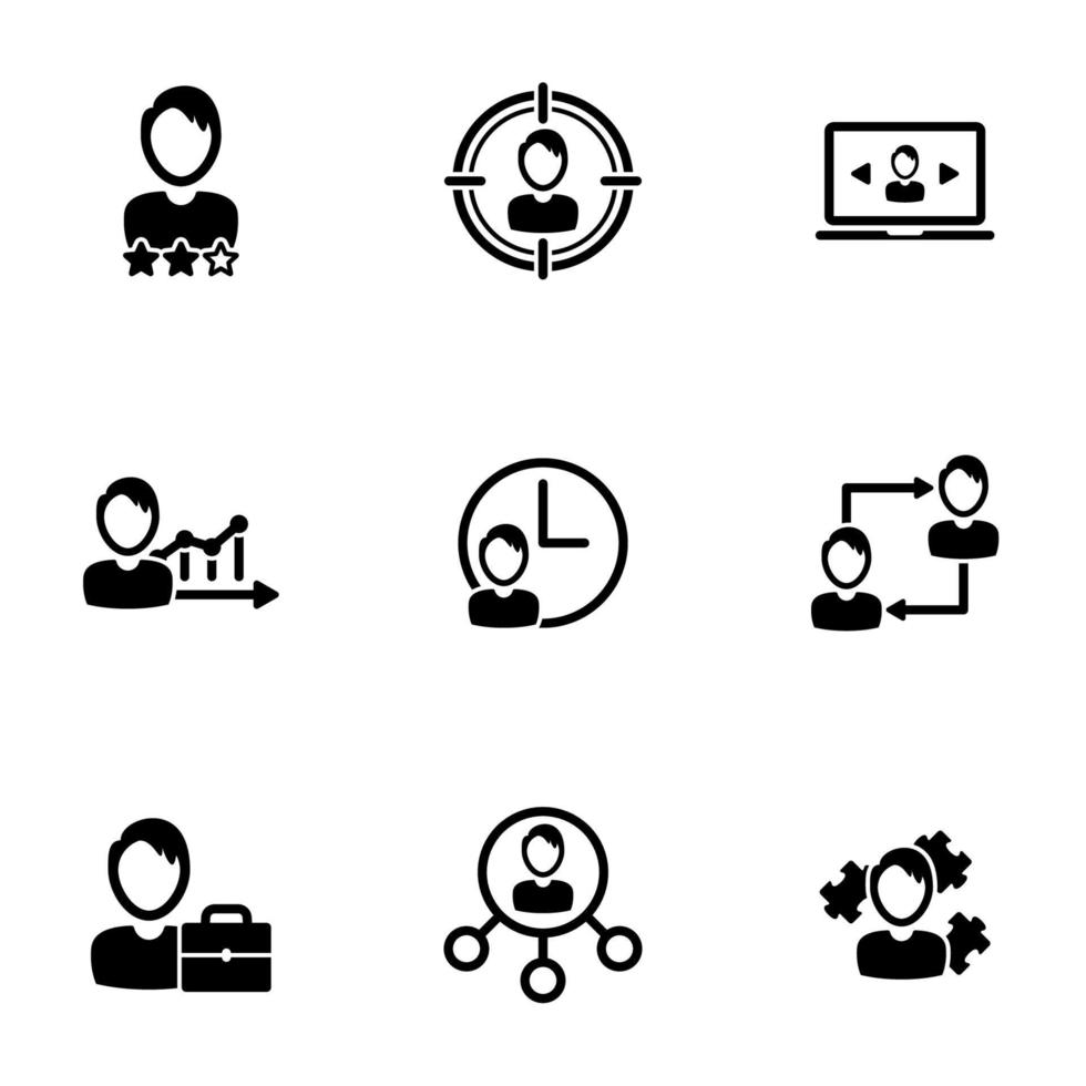 Satz einfacher Symbole zum Thema Outsourcing, Vektor, Design, Sammlung, flach, Zeichen, Symbol, Element, Objekt, Illustration, isoliert. weißer Hintergrund vektor